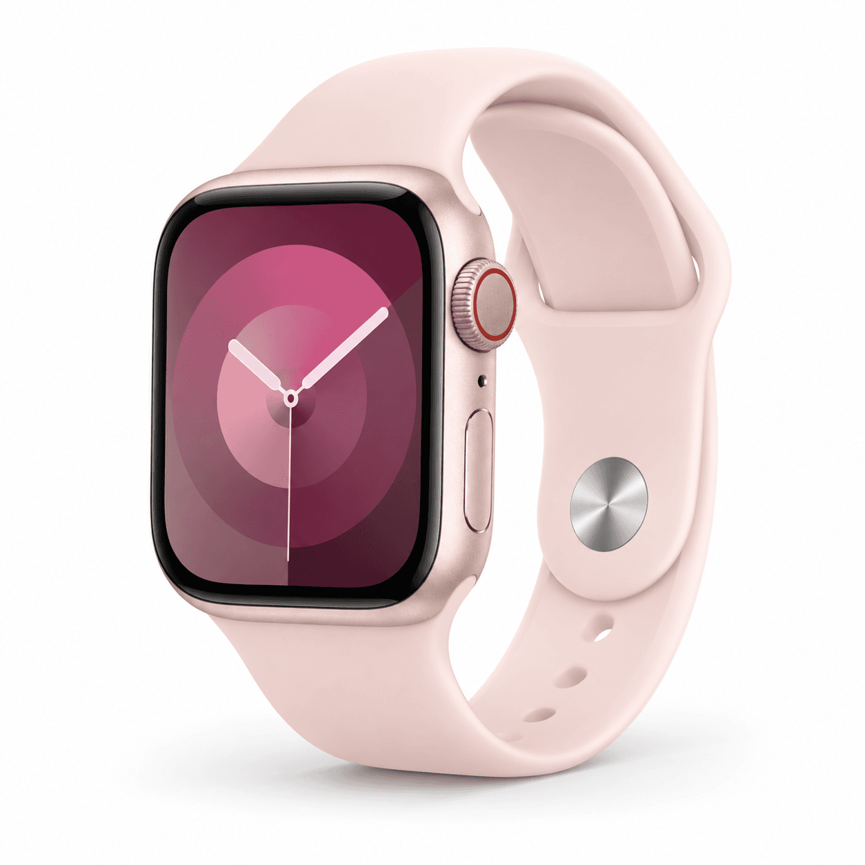 ساعت هوشمند اپل مدل Apple Watch Series 9 سایز 41 میلیمتری، رنگ صورتی با بند سیلیکونی